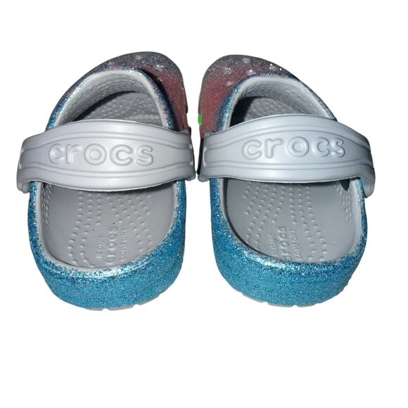 CROCS Classic Toddler size 5 Glitter Ombré Pink Blue Silver Clogs New 206992-0ZT - Picture 4 of 5